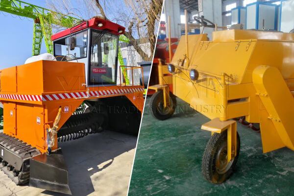 Máquina de compostaje en fila para el tratamiento de estiércol de bovino a pequeña escala